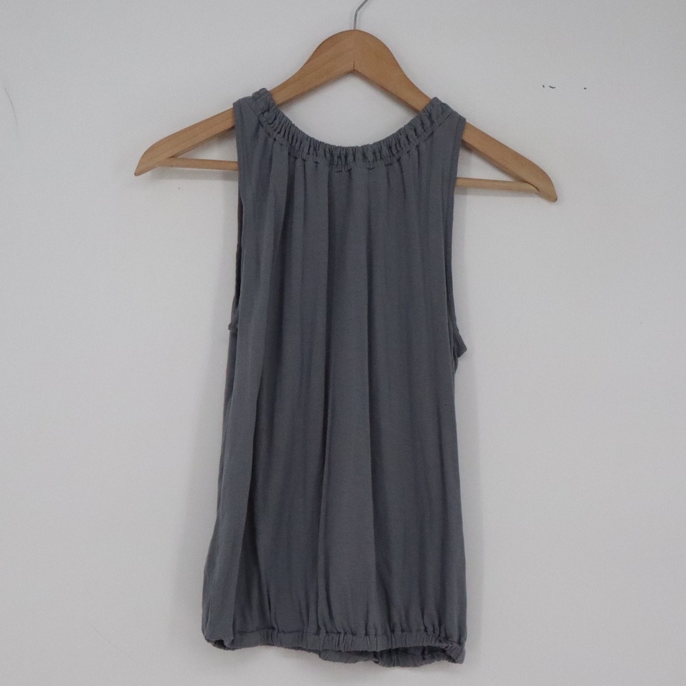 Gap Tank Top Womens XS Bubble Hem Gathered High Neck Gray Sleeveless Excellent
